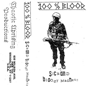 If there’s one thing the punks miss in an ongoing pandemic, it’s primitive beats and huffing glue in a Brooklyn basement — and that’s precisely what 100% Blood supplies in their demo entitled Sick and Bloody Madne