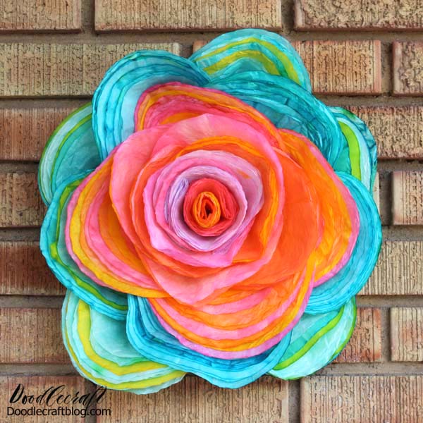 Giant Hand Dyed Coffee Filter Rose DIY Bright colored giant flowers are my favorite! I am super allergic to real flowers, so I can't have them in my house