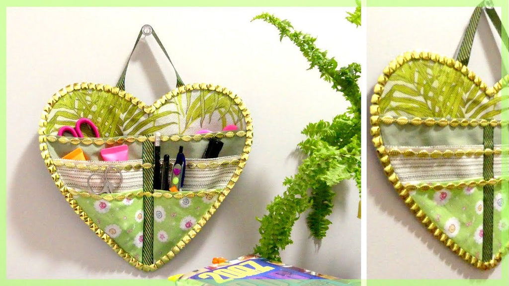 DIY Fabric Wall Hanging Organizer * Valentine's Day Gift/Craft/Room Decor Turn your old fabrics into a cute organizer