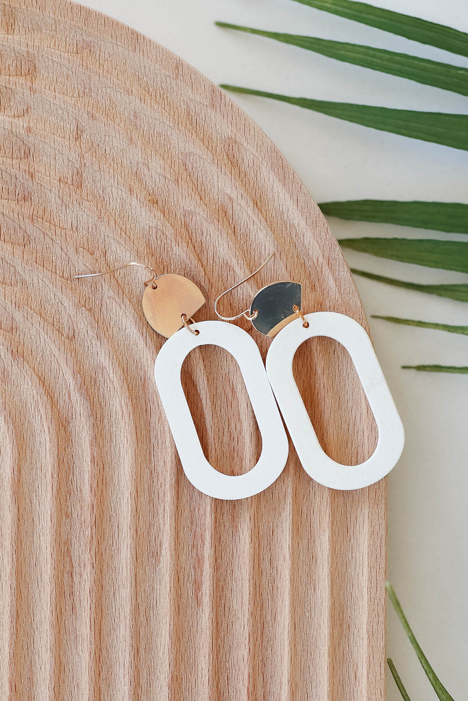 Panama Geometric Earrings - White