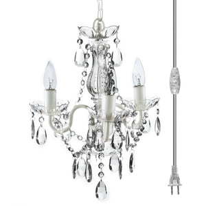 Chandelier - 3 Light - Plug In - Crystal Clear