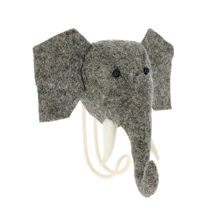 Fiona Walker Felt Animal Wall Hook - Elephant With Trunk Up