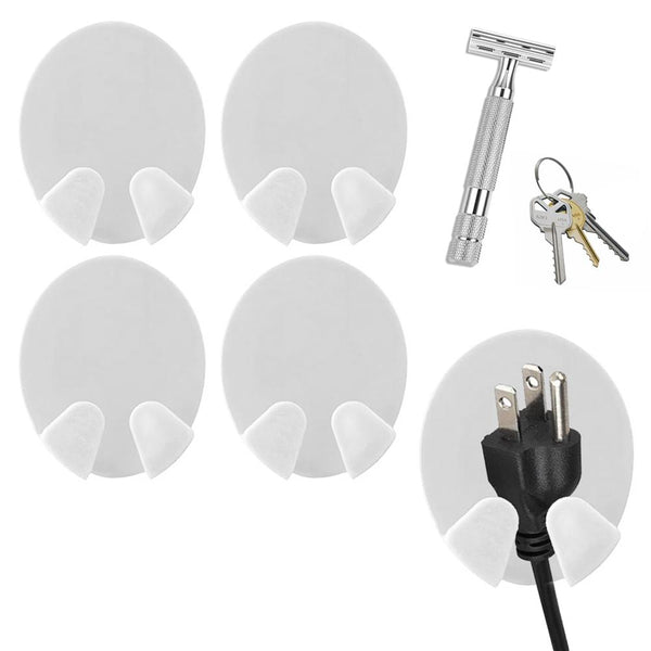4 Pack Self Adhesive Wall Hooks Set Double Prong Shower Razor Kitchen Plugs Keys