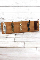 7.5 x 26 Wood and Antiqued Metal Wall Hook