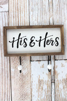 9.5 x 12.25 'His & Hers' Framed Wood Wall Hook
