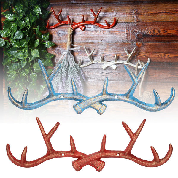 Vintage Cast Iron Deer Antlers Wall Hook Strong Holder