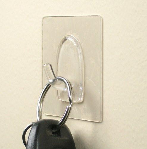Wall Hooks Adhesive - Pack of 2 - Clear Bathroom Shower Hooks - Strong Plastic Hangers(5505)