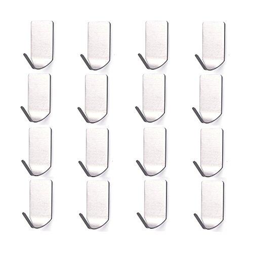 16 Pcs Wall Hooks Hangers - Stainless Heavy Duty Waterproof And Oilproof Hooks Ceiling Hangers For Bathroom Kitchen Wardrobe And Dedroom