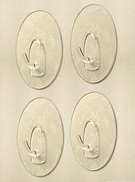 Bathroom Wall Hooks - Set of 4 Clear Circle Hooks - Seamless Nail Free Hangers - Reusable Heavy Duty Wall Hooks(5507-4)