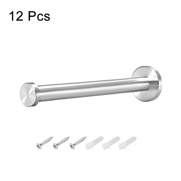 uxcell 12Pcs Wall Mounted Hook Robe Hooks Single Towel Hanger With Screws, Stainless Steel, (7.87Inch, Silver)