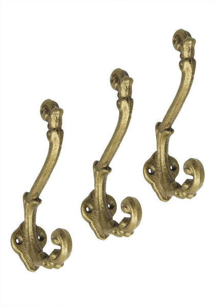 Sheffield Home Wall Hooks, Cast Iron, Rustic Chic Shabby Vintage Style, Farmhouse Decor, Clothes Hanging Idea for Hats, Coats, Scarves, Bags Closets, Wall Hanging, Rustic Key Hooks, (Set of 3)