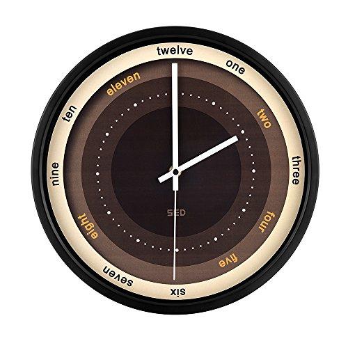 12-Inch Non-Ticking Silent Wall Clock With Modern And Nice Design For Living Room Large Kitchen, Metal Frame Round Wall Clock Battery Operated (Coffee, Black)
