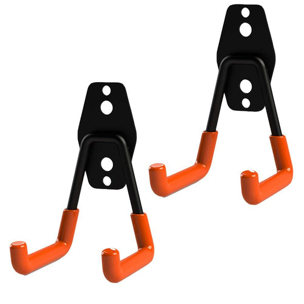 2 PCS Utility Hooks Wall Mount Tool Holder U-Hooks for Home Garage Storage Organizer Garden Tools (Orange, Type-2)