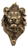 Bronzed Aslan King Of The Jungle Lion Bust Wall Hook Hanger Safari Trophy Decor