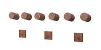 Black Walnut Wooden Wall Mounted Coat Hooks - 6 Pack, Bonus of 3 Key Hooks, Towel or Hat Rack, Keychain Hooks, Hooks for Hanging Hats, Caps, Headphones, Jackets, Purses, a Kitchen & Wall Organizer