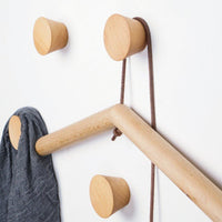2Pcs Natural Wooden Coat Hooks, Wall Mounted Single Cone Wall Hook Rack, Decorative Craft Clothes Hooks (Small Beech Wood)