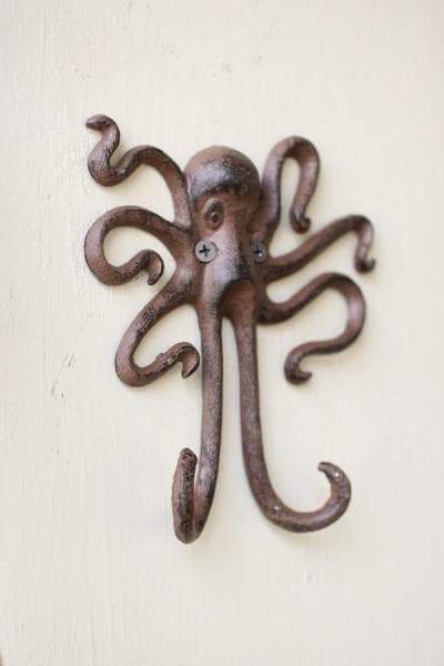 Cast Iron Octopus Wall Hook Set/4