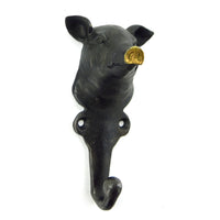 Pewter Pig With Gold Nose Wall Hook