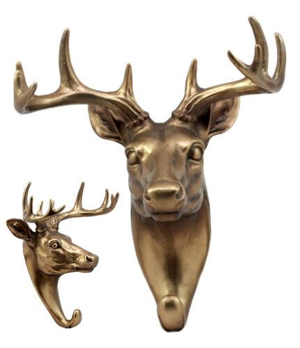 Bronzed 10 Point Buck Deer Bust Wall Hook Hanger Hunter's Game Trophy Taxidermy