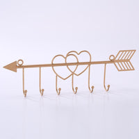 #COP3632 Metal Heart Shaped Wall Mounted Hooks Coat Rack