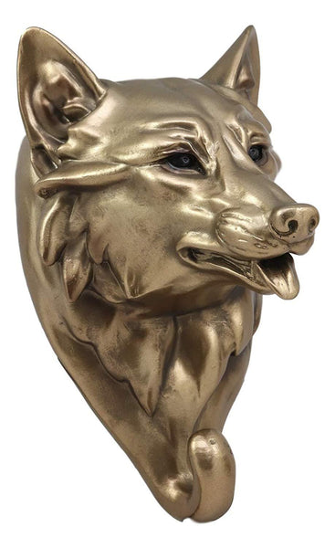 Ebros Bronzed Gray Wolf Bust Wall Hook Hanger Timber Wolves Taxidermy Home Decor Wall Mount Sculpture Plaque Figurine 7.5" Tall