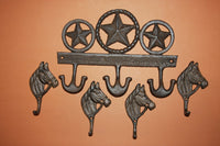 5)pcs, Large western Lone Star ranch wall hook, western cowboy coat and hat hook, rustic, 11 inch cast iron, Free shipping, W-56,18