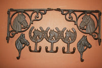 5) Equestrian Christmas Gift, Horse home decor, Equestrian shelf brackets wall hooks collection, cast iron, free shipping