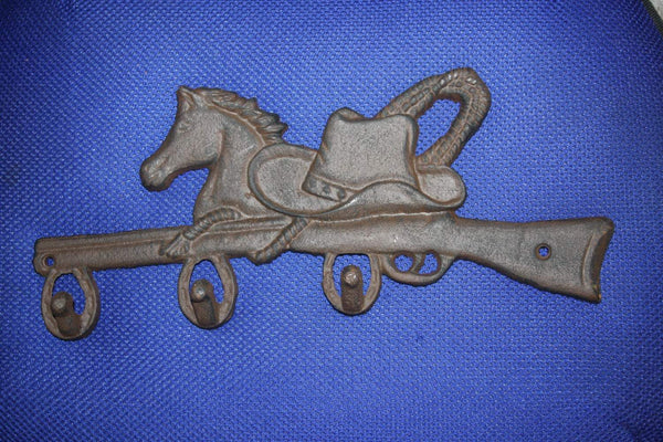 2)pcs, Rustic vintage-look cast iron western wall hook, country western coat and hat hook,cowboy decor,12 1/2 inch free shipping, W-12