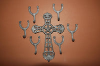 7) Paint your own Lone Star Collection, Free Shipping, Lone Star Cross, Horseshoe Wall Hooks, Cast Iron Lone Star,  C-42, W-53~