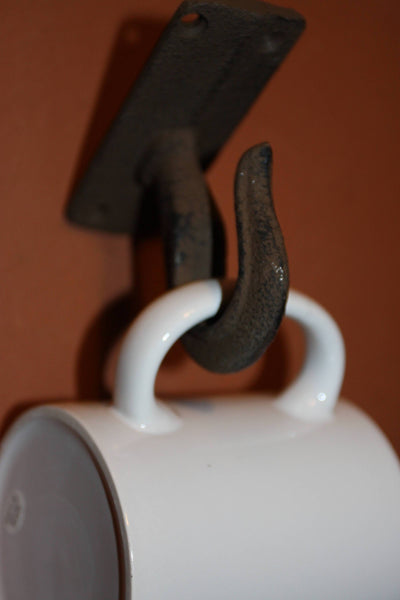 Husband Gift Vintage-look Rustic Coffee Mug Cup Hooks, Free Shipping, Cast Iron Rustic Coffee Mugs Hooks, Cabin, Ranch, H-69