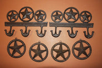 6) Deluxe Lone Star Decor Collection, Fast Free Shipping, Solid Cast Iron Lone Star Coat Hat Hook, Lone Star Wall Decor, Rustic