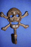 Husband Gift Skull Crossbones Cast Iron Wall Hook 6 inches, Volume Priced, H-66