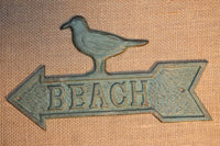 1) Beach House House Warming Gift, Fast Free Shipping, Seagull Beach Sign, Beach Sign, Cast Iron, Antique-look, Beach Decor, BL-49