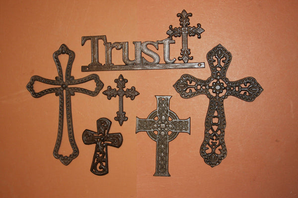 Old-European Style Religious Wall Cross Decor Gift Set, Christian Christmas Gift,  Set 6 Pieces ~