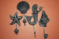 4 pieces) Aged-Look Nautical Mermaid Wall Hook Set, Free Shipping~