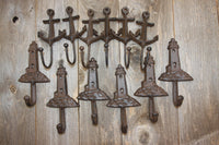 12) Rustic Old Lighthouse Wall Hook Decor Cast Iron,  Set of 12 pieces, Free Shipping~
