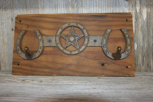 Rustic Lone Star Kitchen Wall Hook, Handmade in USA, Cast Iron, Reclaimed 100 Year Old Wood, The Country Hookers, CH-11