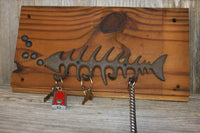 Rustic Fisherman Wall Hook Rack Wall Mounted, Handmade in USA, Cast Iron, Reclaimed 100 Year Old Wood, The Country Hookers, CH-12