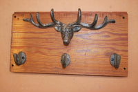 Rustic Wall Mounted Antler Bath Towel Hook Set, Handmade in USA, Reclaimed 100 Year Old Wood, The Country Hookers, CH-17