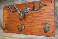 Rustic Deer Hunter Wall Mounted Wall Hook Rack, Handmade in USA, Reclaimed 100 Year Old Wood, The Country Hookers, CH-17