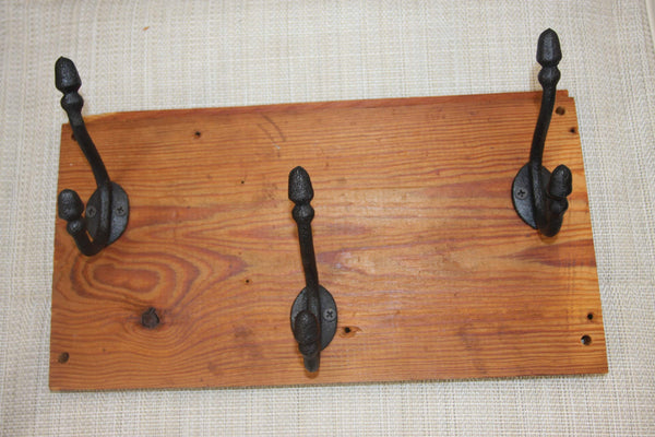 Old World Style Rustic Wall Hook Rack Acorn Tip Design, Cast Iron, Handmade in USA,  The Country Hookers, CH-22
