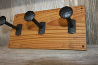 Mancave Coat Hat Wall Hook Rack, Hammered Head Twisted Shaft, Cast Iron, Handmade in USA,reclaimed Wood, The Country Hookers, CH-23