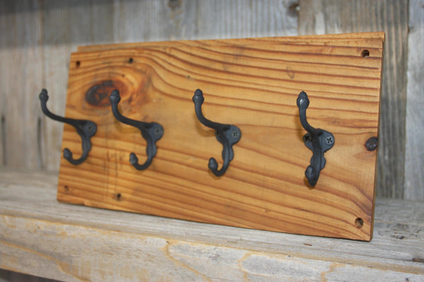 Classic Design Wall Hook Rack, Cast Iron, Handmade in USA,reclaimed Wood, The Country Hookers, CH-24