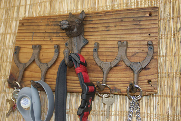 Equestrian Design Wall Hook Rack, Cast Iron, Handmade in USA,reclaimed Wood, The Country Hookers, CH-25