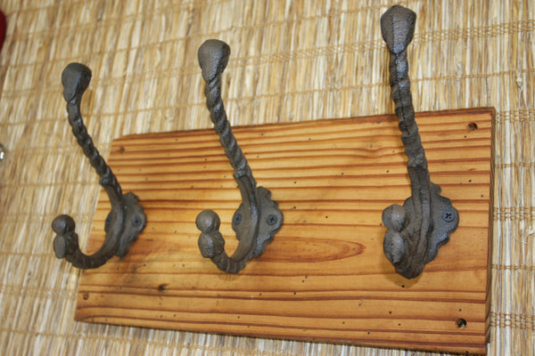 Mission Style Cast Iron Wall Hooks Set, Handmade in USA,reclaimed Wood, The Country Hookers, CH-29