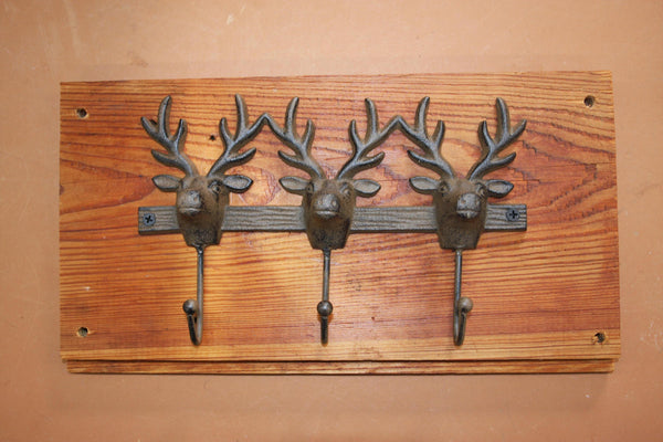Husband Deer Hunter GIft Wall Mounted Deer Antler Hook Set, Handmade in USA, The Country Hookers, CH-4