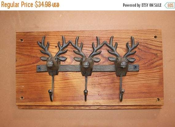 Deer Hunter Mudroom Coat Hook Wall Rack, Reclaimed 100 Year Old Southern Pine Ship lap,Handmade in USA, The Country Hookers, CH-4