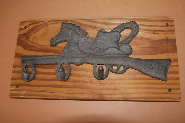 Western Kitchen Wall Hook, Handmade in USA, Cast Iron, Reclaimed 100 Year Old Wood, The Country Hookers, CH-10