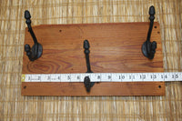 Rustic Cabin Wall Hook Rack Acorn Tip Design, Cast Iron, Handmade in USA, Reclaimed 100 Year Old Wood, The Country Hookers, CH-22