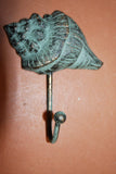 Antiqued Look Seashell Wall Hook, Seashell Coat Wall hook, Seashell Purse Wall Hook, Bronze Look Cast Iron, 4 3/4 inches, BL-75